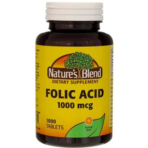 [BRSWGZQBBEBBMCIZ] Nature's Blend Folic Acid 1000 mcg - 1000 Tablets Pack of 3