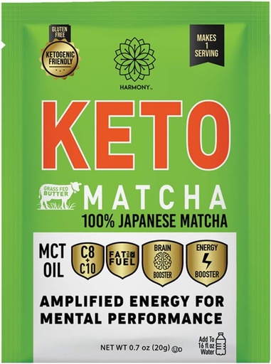 [BRSWYZQ5PMPGCGQZ] Harmony, Keto Matcha, Pure Japanese Matcha to Amplify Energy and Mental Performance, Instant Drink Mix Packet, 68mg of Caffeine per Serving, 12 Packets