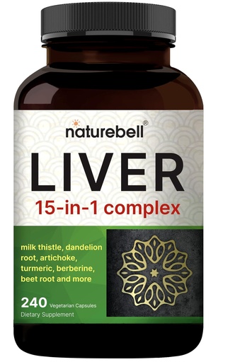 [BRSROBIHOYMAKYL3] Liver 15-in-1 Complex, 240 Veggie Capsules | Herbal & Mineral Blend - Milk Thistle, Dandelion Root, Artichoke, Black Currant Oil, Turmeric, Chicory, Zinc, Choline, & More | Non-GMO