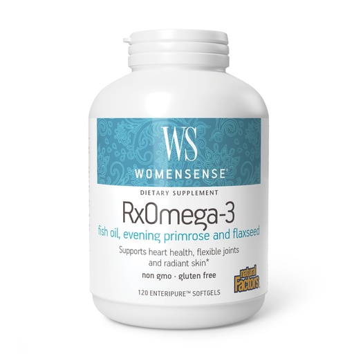 [BRSWIYTQBYMWACAZ] WomenSense by Natural Factors, RxOmega-3 Fish Oil, Supports a Healthy Heart and Joints with Primrose Oil, Omega-3 DHA and EPA, Gluten Free, 120 softgels (60 servings)