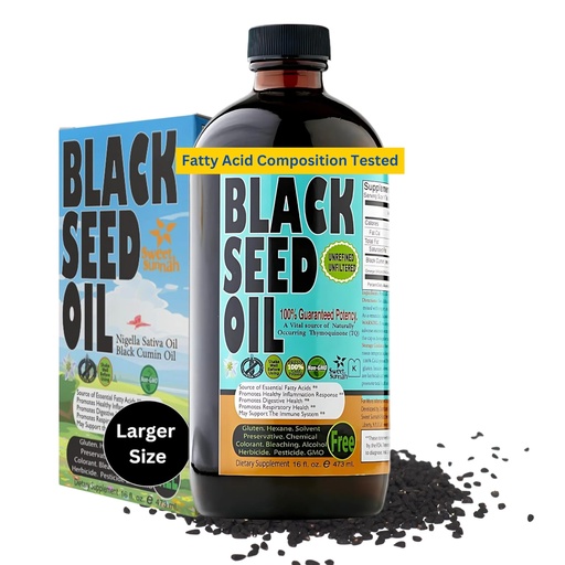 [BRSWIYQRDJ7RUGDI] Premium Black Seed Oil Liquid 16 oz - Sugar Free 3 Month Supply Antioxidant Turkish Black Cumin Seed Oil - 3X Thymoquinone First Cold Press Vegan, Halal, Sweet Sunnah