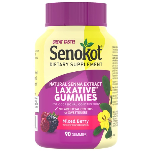 [BRSRAFABCIJQM3IZ] Senokot Dietary Supplement Laxative Gummies, 90 Ct, Constipation Relief, Natural Senna Extract, Gentle Overnight Laxatives for Constipation Relief, Mixed Berry Flavor