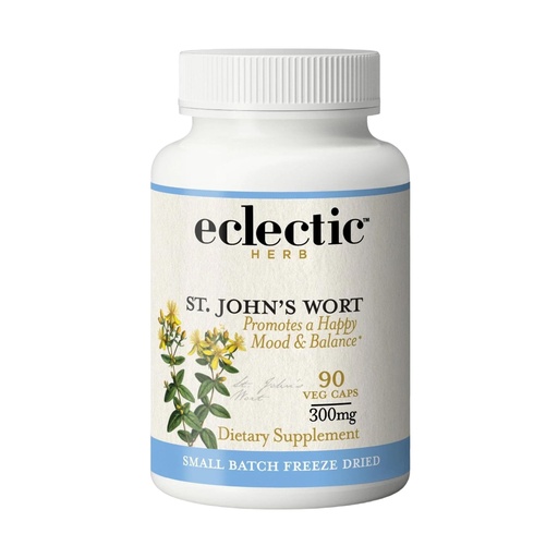 [BRSWIY33PMNBS3DC] Eclectic Herb - St. John's Wort Capsules | Nervous System & Immune Support | Promotes a Positive Mood | Wildcrafted, US-Grown, Vegan, Non-GMO, Gluten Free, Freeze-Dried (90 CT | 300 mg)