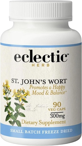 [BRSWIY33PMNBS3DC] Eclectic Institute Raw Fresh Freeze-Dried Non-GMO St. John's Wort ← Herbal Health Supplement, Promotes a Positive Mood ← 90 CT
