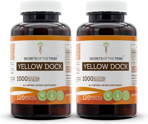 [BRSWGEL7OYBWYGYY] Secrete ale Tribului Yellow Dock 120 capsule (2 buc), 1000 mg, Yellow Dock (Rumex Crispus) Root uscat (2x120 capsule)