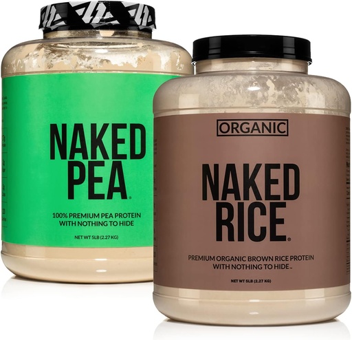 [BRSRMBIZCQHWKF3J] NAKED Vegan Protein Bundle: 5LB Unflavored Pea and 5LB Organic Rice