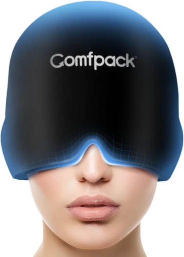 [BRSRMBINCUFWO23P] Migraine Relief Cap, Full Head Cold Compress Soft Stretchy Headache Relief Cap for Tension, Sinus, Stress Relief, Hangover Ice Hat, Puffy Eyes, Gifts for Migraine Sufferers