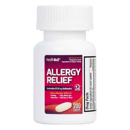 [BRSW2BDRPIMA2FY7] HealthA2Z® Fexofenadine Hydrochloride 60mg | 12-Hour Antihistamine for Allergy Relief | (200 Counts (Pack of 1))