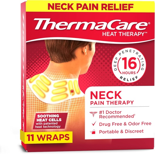 [BRSRA2YQCUIGA3T2] ThermaCare Heat Wraps for Neck & Shoulder Pain Relief - Portable Adhesive Heating Pads with 16-Hour Therapeutic Heat - Drug-Free Muscle & Joint Soothing Patches - Large - 11-Count