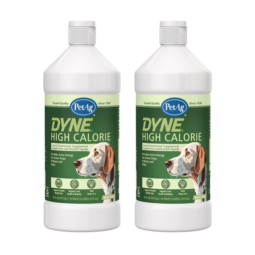 [BRSWYAQEA4IRUHLZ] PetAg Dyne High Calorie Liquid Nutritional Supplement for Dogs & Puppies 8 Weeks and Older - 16 oz, Pack of 2 - Supports Performance and Endurance - Sweet Vanilla Flavor