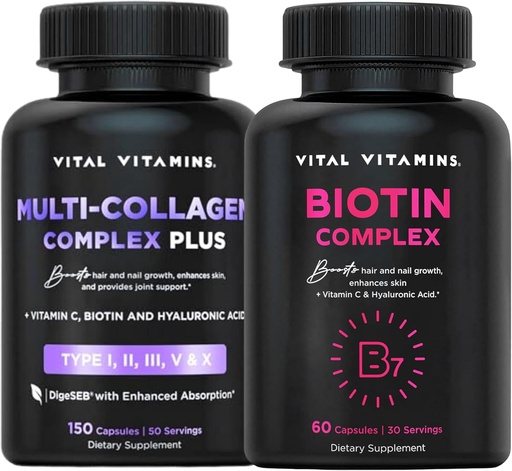 [BRSRAGD2CMBB6HY4] Vital Vitamins Multi Collagen Plus Pills + Biotin Complex Pills