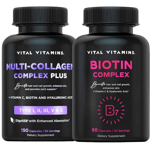 [BRSRAGD2CMBB6HY4] Vital Vitamins Multi Collagen Plus Pills + Biotin Complex Pills