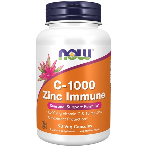 [BRSW2YL5CF5BUHL5] NOW Foods Supplements, C-1000 & Zinc Immune, Seasonal Support Formula*, Antioxidant Protection*, 90 Veg Capsules