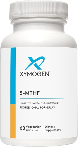 [BRSWIZQBBAGGMCLE] XYMOGEN 5 MTHF - 3,400 mcg DFE Bioaktiv Folate Quatrefolic - Cardiovascular, Mood + Metilation Support - Lmetilfolate kimi Vitamin B Metil Folate (60 Kapsül)
