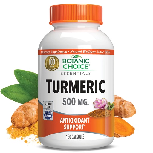 [BRSWI2Y3PMEBG33I] Botanic Choice Premium Turmeric Antioxidant Support - Joint Health Supplement for Adults - 180 Vege Capsules (500 mg each)