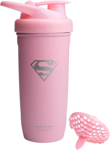 [BRSWYCQLBYNAACI6] Smartshake DC COMICS Reforce Stainless Steel Protein Shaker Bottle 900 ml | 30 oz - Leakproof Screw-on Lid - BPA Free – Unisex - Non Insulated - Supergirl Logo
