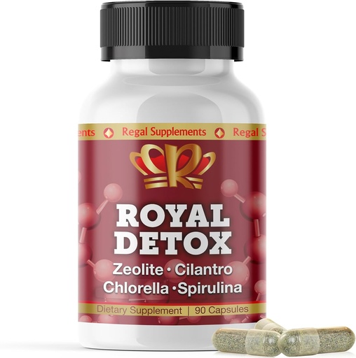 [BRSWYGQ2DF5R63L7] Royal Detox - All-in-One Cleanse | Zeolite, Cilantro, Chlorella, Spirulina, Apple Pectin | Full Body, Liver, Colon Detox | Supports Energy, Mood, Immunity, Gut Health, Reduced Inflammation 90 Capsules