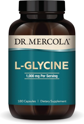 [BRSROY34CQNQKDL5] Dr. Mercola L-Glycine - SIDA Producţia de Glutatione & Colagen - Suporturi Inimă, Brain, Digestion, Metabolic & Immune Health - Non-GMO, Gluten-Free & Soy-Free - 180 capsule (90 Servings)