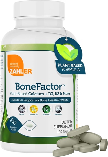 [BRSWKHY3BAHGC23I] Zahler Bonefactor, Bone Strength Supplement containing Calcium, Vitamin D, Vitamin K and Magnesium, Certified Kosher, 120 Tablets