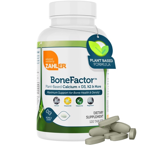 [BRSWKHY3BAHGC23I] Zahler Bonefactor, Bone Strength Supplement containing Calcium, Vitamin D, Vitamin K and Magnesium, Certified Kosher, 120 Tablets