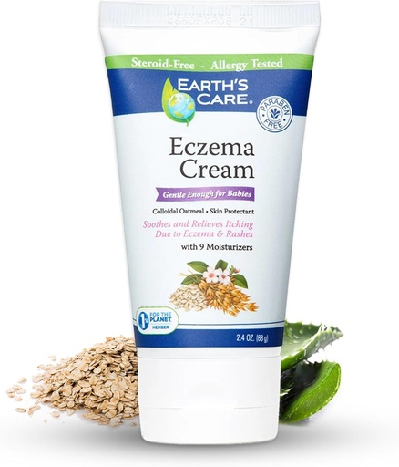[BRSROBTYPIMGA3Y3] Earth’s Care Eczema Cream for Adults & Kids - Colloidal Oatmeal Eczema Treatment Cream with 9 Moisturizers - 2.4 OZ