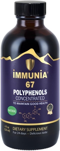 [BRSWGAY3OUIQM3LV] Immunia 67 Polyphenols - Elderberry Concentrate & Antioxidant Fruits. Premium Antioxidant Supplement with 67 Polyphenols (Anthocyanins, Quercetin, Resveratrol, etc.) 24-Day Supply per Bottle (1-Pack)