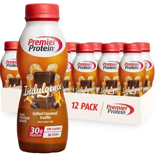 [BRSRAHQKA4FQ2YA3] Premier Protein Shake INDULGENCE, Salted Caramel Truffle, 30g Protein, 170 Calories, 3g Sugar, 11.5 fl oz, 12 Pack (Packaging May Vary)