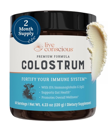 [BRSROGICOB5RE2AZ] Live Conscious Colostrum Powder - Grass Fed Colostrum Supplement with Lactoferrin for Iron Absorption - Bovine Colostrum an Immune System Supplement