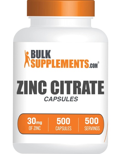 [BRSROGI6BYMR6C3F] BulkSupplements.com Zinc Citrate Capsules - Zinc Supplements, Gluten Free - 30mg per Serving, 1 Capsule per Serving, 500 Count (Pack of 1)
