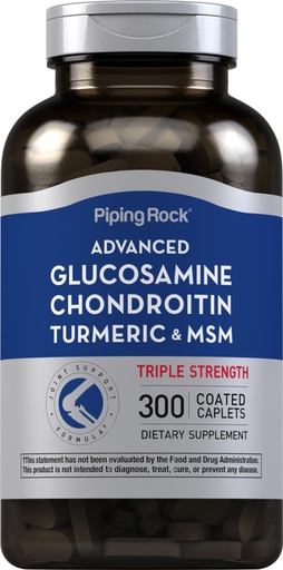 [BRSROBQCC4NWCGTG] Piping Rock Glucosamine Chondroitin MSM Turmeric | 300 Caplets | Supplement for Women and Men | Advanced Triple Strength Complex | Non-GMO & Gluten Free