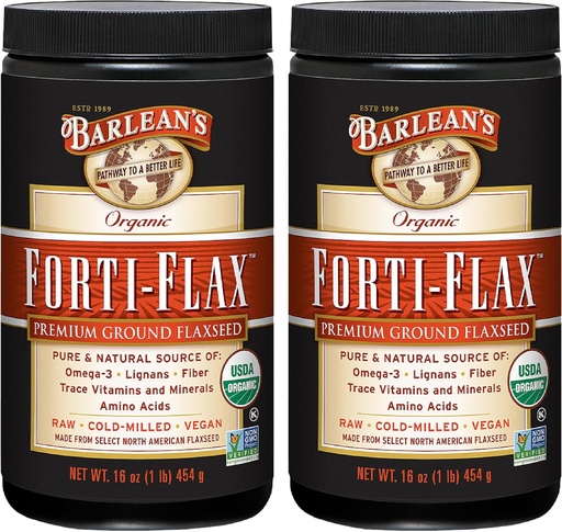 [BRSWKEAEOACWEFLY] Barlean Forti-Flax Organic Linxed, Grunts pilnsēklas, Omega-3 papildinājums ar lignans un Diatary Fiber, Ground Flax Seed, 16 un 2 iepakojums
