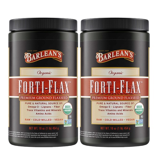 [BRSWKEAEOACWEFLY] Barlean's Forti-Flax Organic Flaxseed 2 Pack, Ground Whole Raw Seeds, Omega 3 Seed Fiber Supplement with Lignans, Vegan, 16 oz