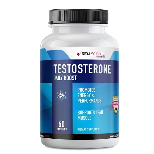 [BRSWKEIQDEDGGGY3] Real Science Nutrition Daily Boost Free Testosterone Booster for Men - Strongest Supplement for Muscle Growth, Bodybuilding & Energy with 9 Powerful Ingredients - 60 Capsules