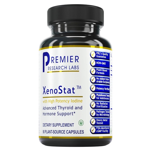 [BRSWYAIDOYDR433O] Premier Research Labs XenoStat - Thyroid Supplement, Thyroid Support for Women & Men, Iodine Supplement, Hormone Support, Thyroid Support Complex Supplement - 90 Capsules