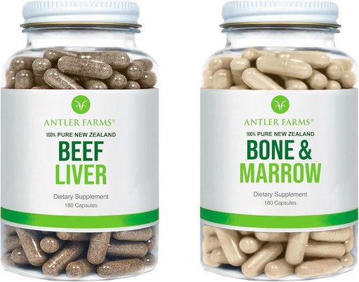 [BRSROAYZBEBA2EY4] Antler Farms - 100% ren New Zealand Beef Liver & Bone Marrow Bundle, Cold Processed Supplement