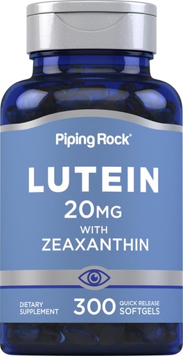 [BRSRMHD5BAOQY3TA] Piping Rock Lutein i Zeaxanthin Supplement Supplement 124; 20 mg 124; 300 Softgeli 124; Witamina z Marigold Extract 124; Non-GMO, Gluten Free