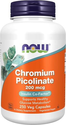 [BRSWIY3QB4MRUFLG] NOW Foods Supplements, Chromium Picolinate 200 mcg, Insulin Co-Factor*, 250 Veg Capsules