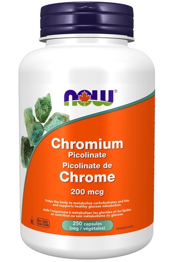 [BRSWIY3QB4MRUFLG] NOW Foods Supplements, Chromium Picolinate 200 mcg, Insulin Co-Factor*, 250 Veg Capsules