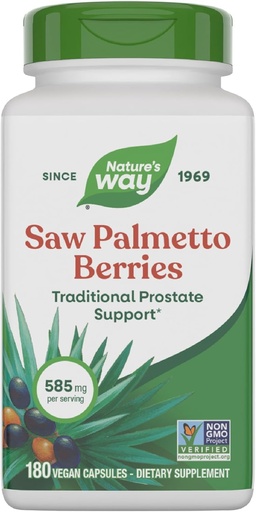 [BRSWIYT3OMAQKCAZ] Nature's Way Saw Palmetto Berries, Traditional Prostate Support*, 585 mg ανά μερίδα, Μη ΓΤΟ Έργο Επαληθευμένο, Vegan, 180 κάψουλες