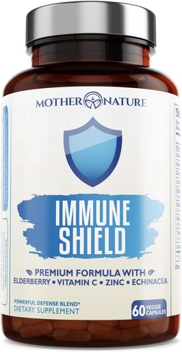 [BRSWYFIDCUMWAGQ3] Advanced 7-in-1 Immune Support Supplement for Allergies - Elderberry, Vitamin C, Zinc, and More - Boosts Immunity in Adults & Kids (60 Vegan Capsules)