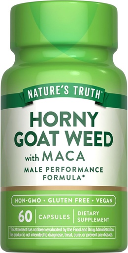 [BRSWICQBBAEBA2I7] La verdad de la naturaleza Horny Goat Weed with Maca ¦ 60 Powder Extract Capsules ¦ Vegan, Non-GMO y Gluten Free Supplement