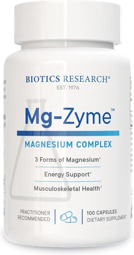 [BRSWIZYAOYOBKHD6] Biotics Research Mg-ZymeTM Triple Magnezij Complex 100 mg- Magnezijev glicinat, glukonat, aspartat kelirani dodatek, visoka absorpcija, podpora spanja, energija, kardiovaskularno zdravje – 100 kapsul