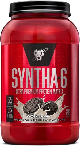 [BRSWIYANDIBWIA3O] BSN SYNTHA-6 Whey Protein Powder, Micellar Casein, Milk Protein Isolate Powder, Cookies e Cream, 28 Servings (Package May Vary)