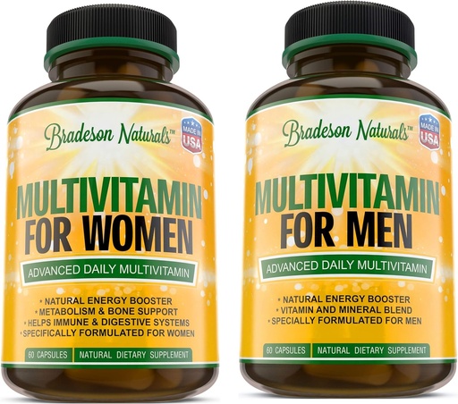 [BRSWYEL4B4FQOG34] Women's Multivitamin Supplement + Men's Multivitamin Supplement. Vitamins A C D E & Vitamin B Complex.Immune & Female Support.Improves Cardiovascular & Prostate Health. Antioxidant & Natural Energizer