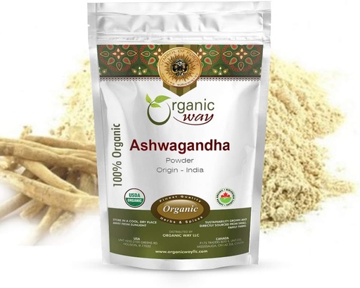 [BRSWYGQ7CV7BOE3F] Via Orgânica Premium Ashwagandha Root Powder (Withania somnifera) - Organic & Kosher Certified - Vegan - Não GMO & Gluten Free - Origem - Índia (1Lbs / 16Oz)