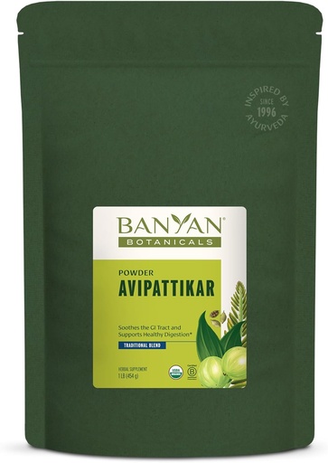 [BRSWI237ON5BS2LM] Banyan Botanicals Avipattikar Powder – Organic Digestion Supplement with Ginger, Cardamom & Vidanga ­­– Supports Healthy Stomach Acid Balance* – 1 lb. – Non-GMO Sustainably Sourced Vegan