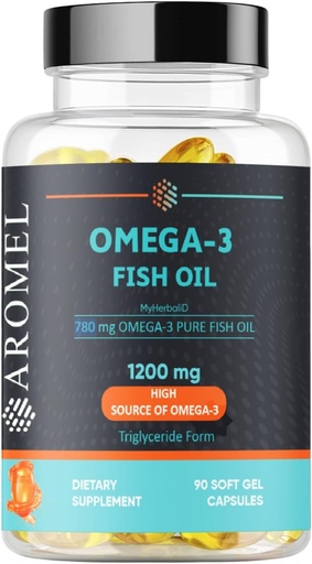 [BRSRA2YZO4PWMCLK] Omega-3 aceite de pescado 1200 mg 90 cápsulas de gel suave