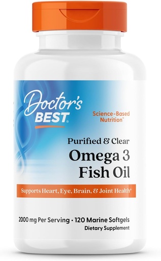 [BRSWGEABCEAQOG3X] Migliore purificato & Clear Omega 3 Fish Oil con Goldenomega, Supporta Cuore, Occhio, Cervello, & Joint Health, Non-GMO, Gluten Free 120 Marine Softgels
