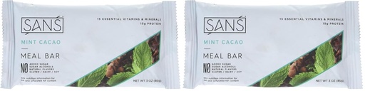 [BRSRAGI6BF5QE3DU] SANS Meal Bar Mint Cacao Meal Bar, 3 OZ (Pack of 2)