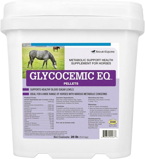 [BRSRAHAYOZ4A2F3J] Glycocemic EQ Pellets | Equine Metabolic Support | for Thyroid Function and Healthy Weight Support | Taurine, Jiaogulan, and More | 20 lb Bucket
